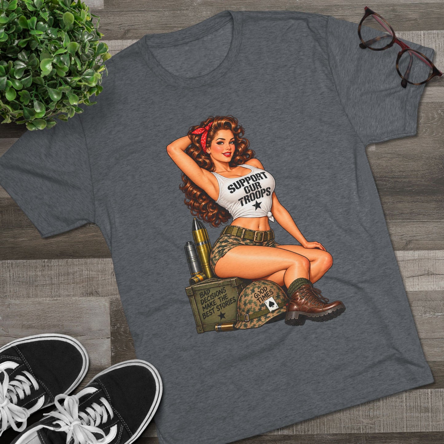 Support Our Troops Pinup T‑Shirt