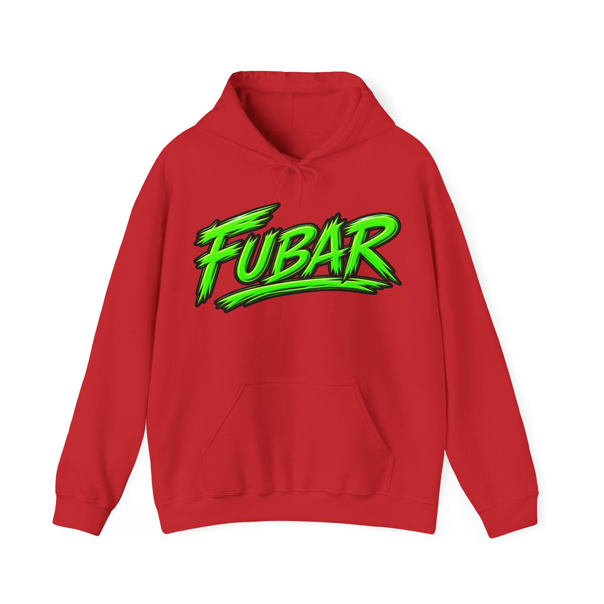 FUBAR Graphic Hoodie — Neon Logo Front & Skull Back Streetwear Pullover