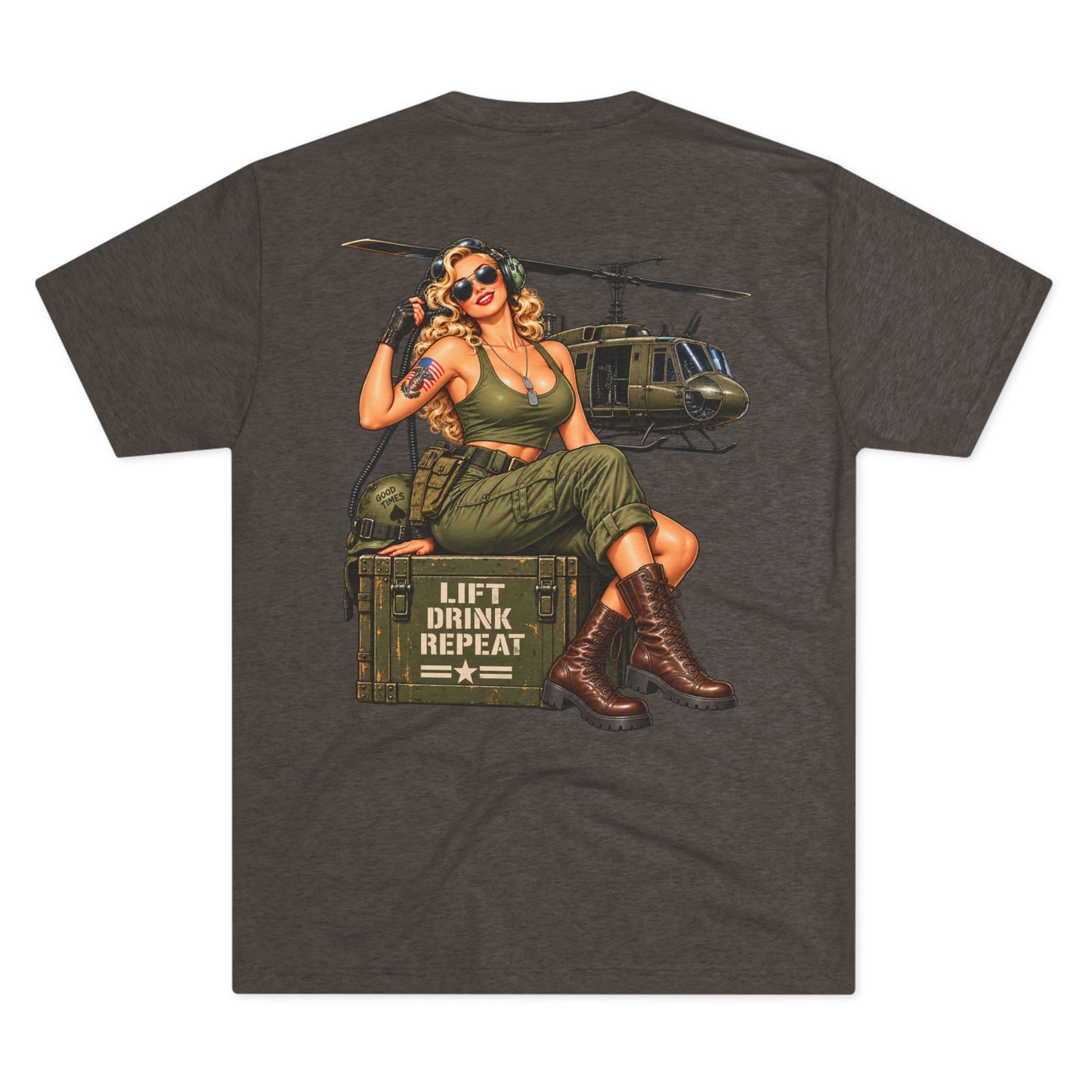 Vintage Bomber Tee-Lift Drink Repeat Pinup