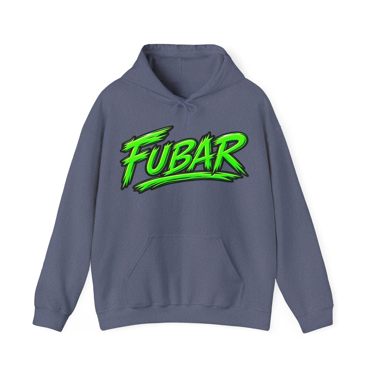 FUBAR Graphic Hoodie — Neon Logo Front & Skull Back Streetwear Pullover