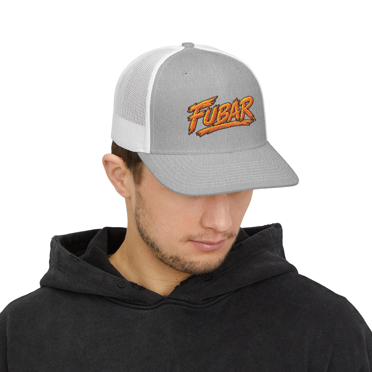 Richardson Trucker Cap — FUBAR Flame Logo Snapback (Embroidered)