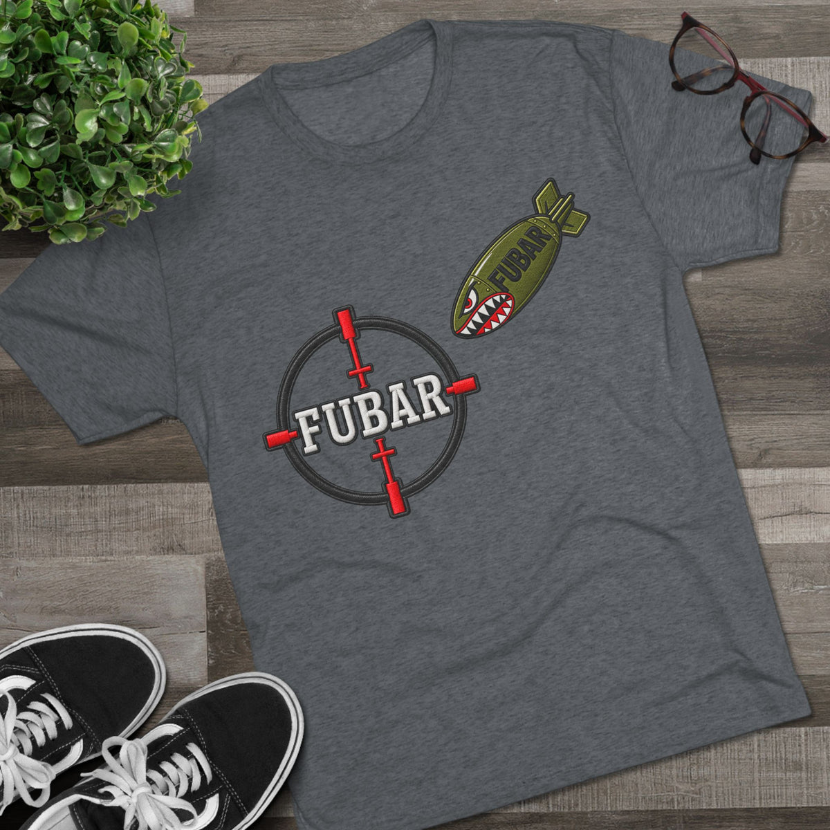 Military Inspired Bomb & Star Emblem T-Shirt