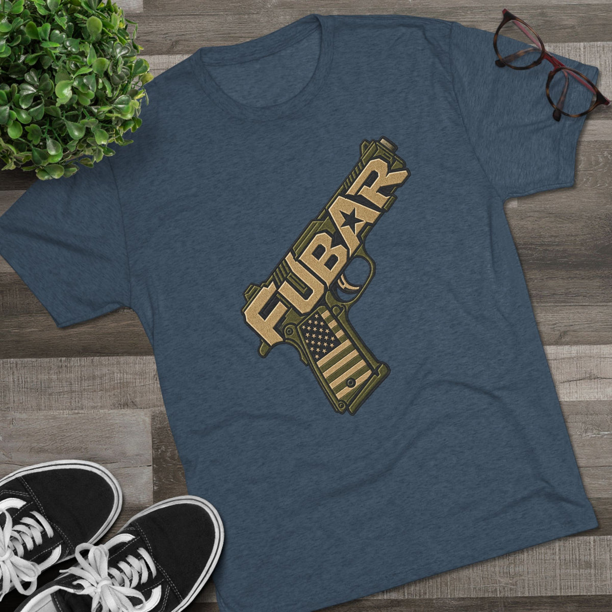 Fubar Military Flag Pistol Design Shirt
