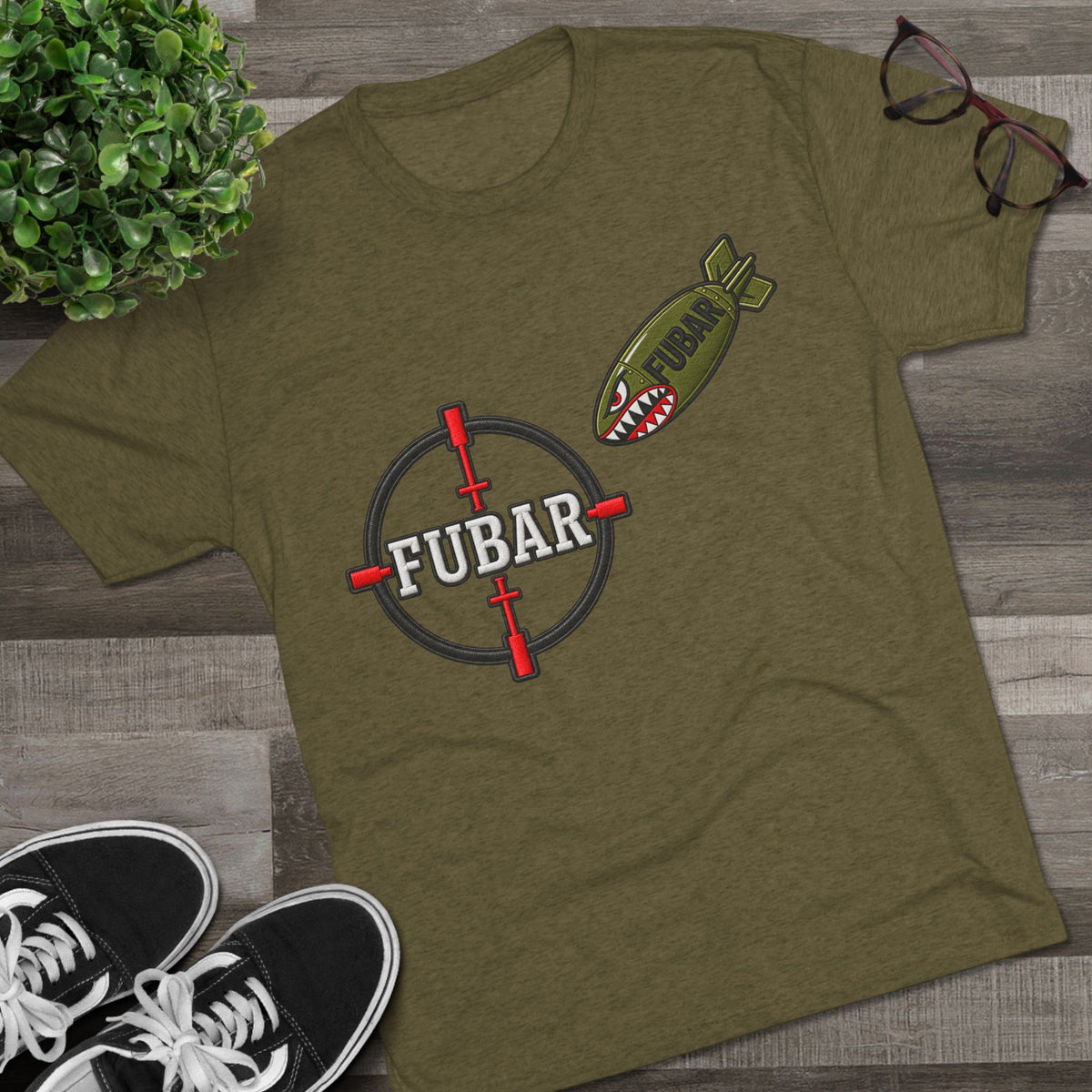 Military Inspired Bomb & Star Emblem T-Shirt