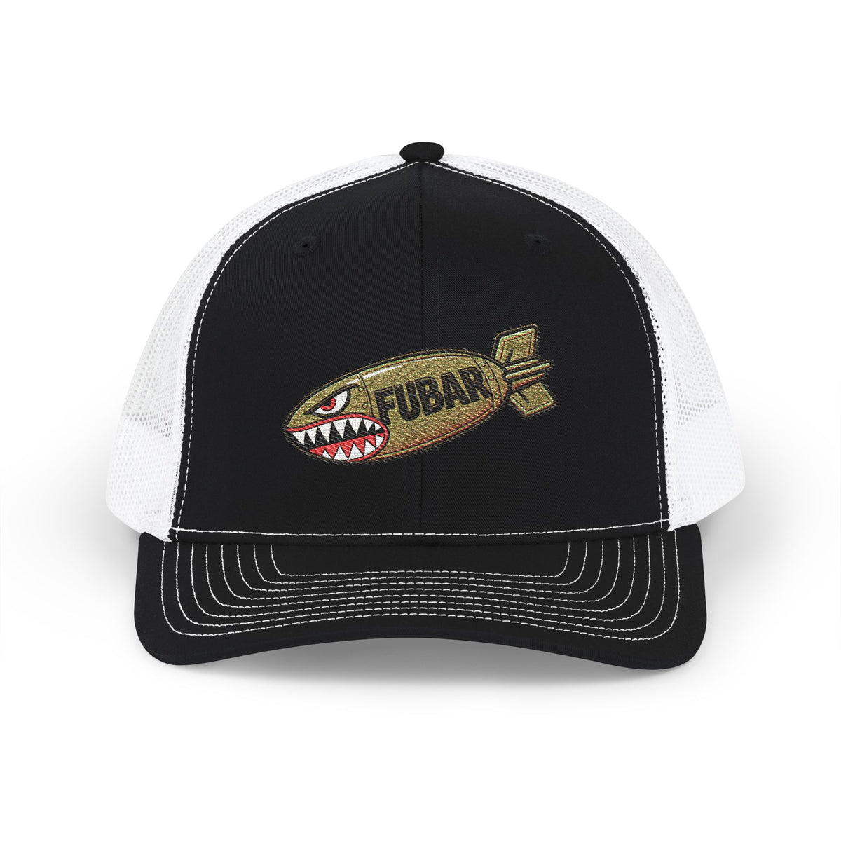 Richardson Trucker Cap — Shark Bomb Snapback (Embroidered)