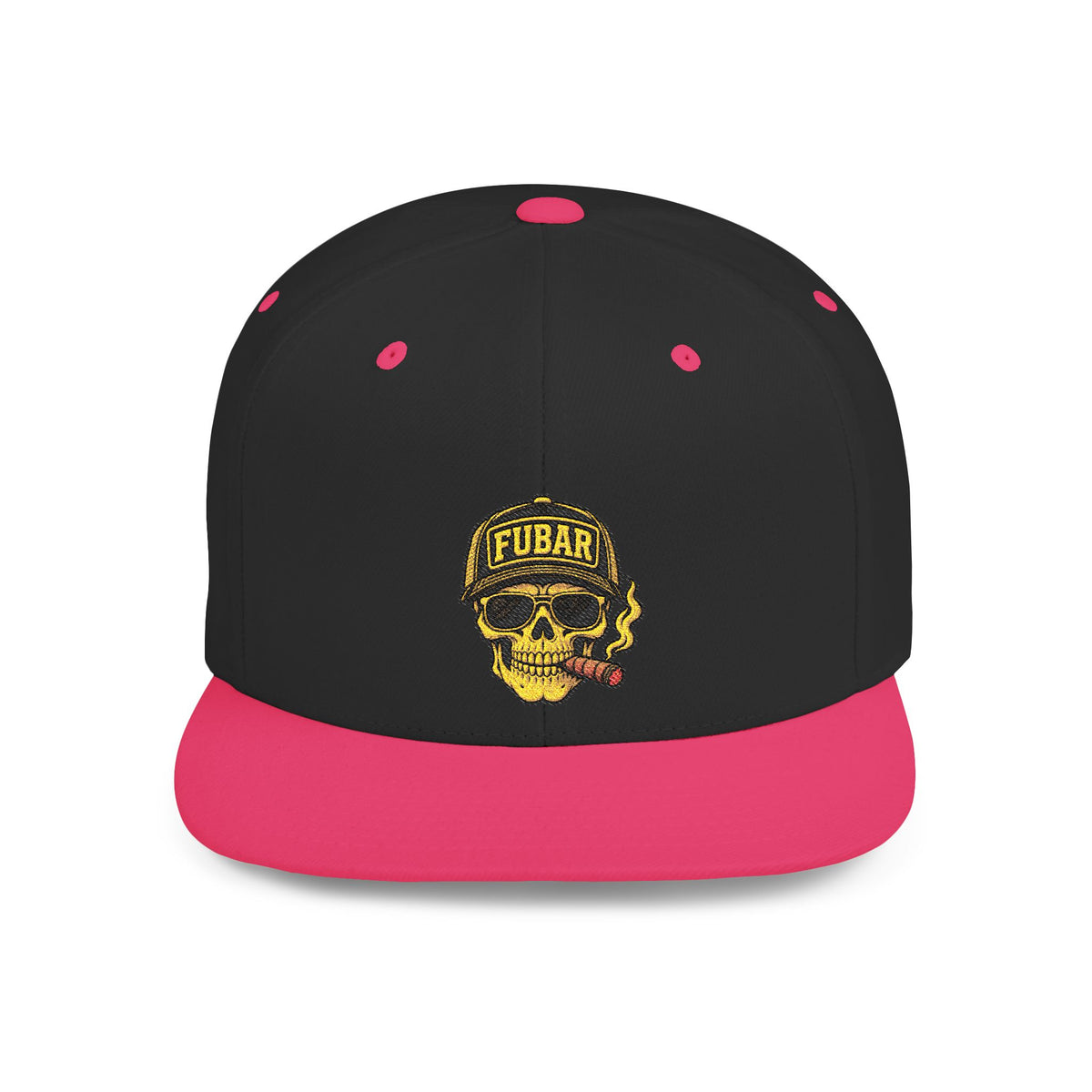 FUBAR Skull Snapback Hat - Flat Bill Embroidered Cap