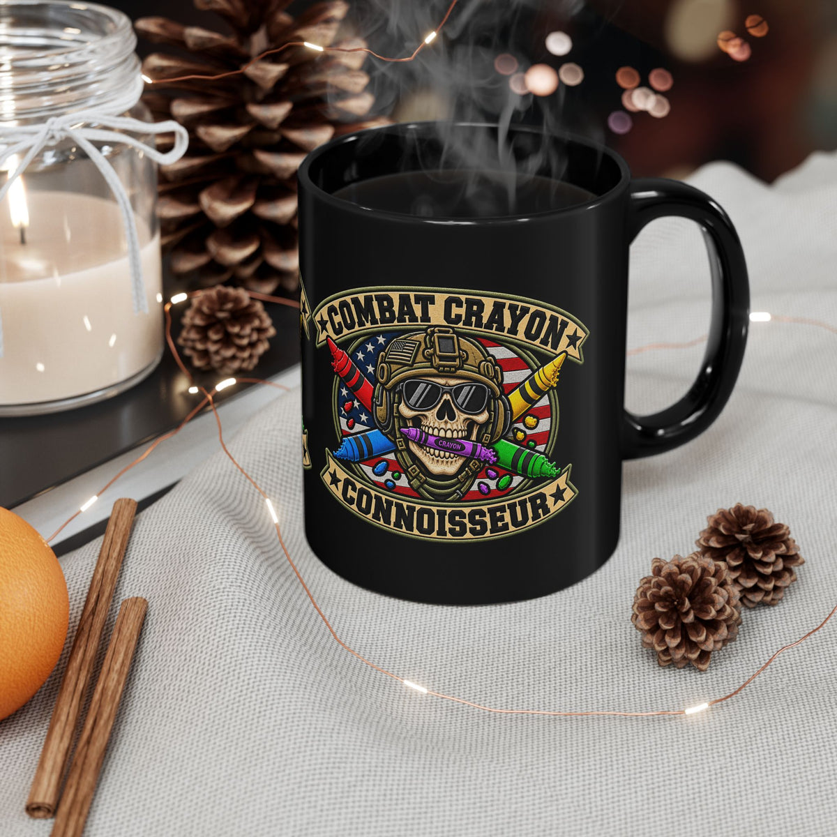 Combat Crayon Connoisseur Black Ceramic Mug