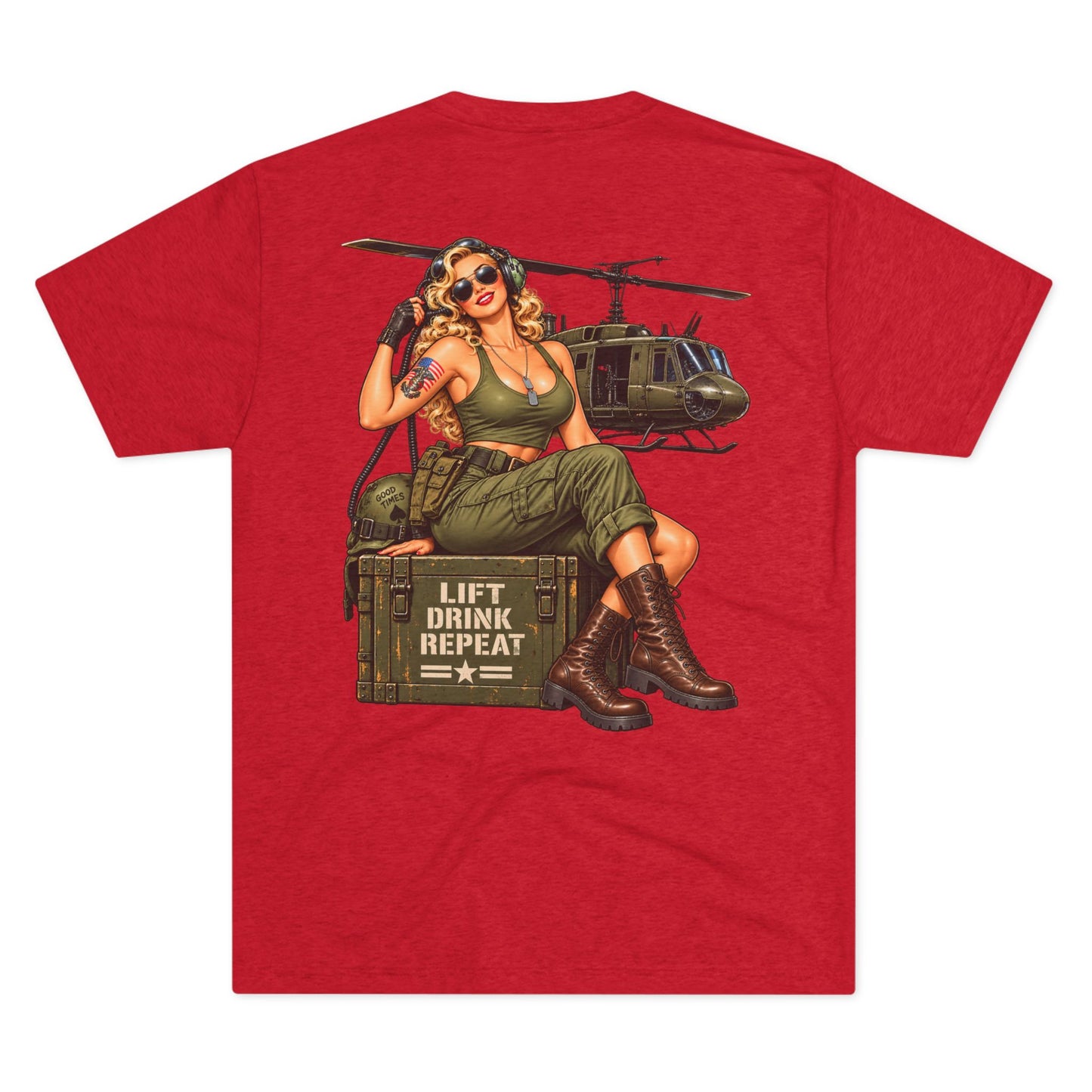 Vintage Bomber Tee-Lift Drink Repeat Pinup