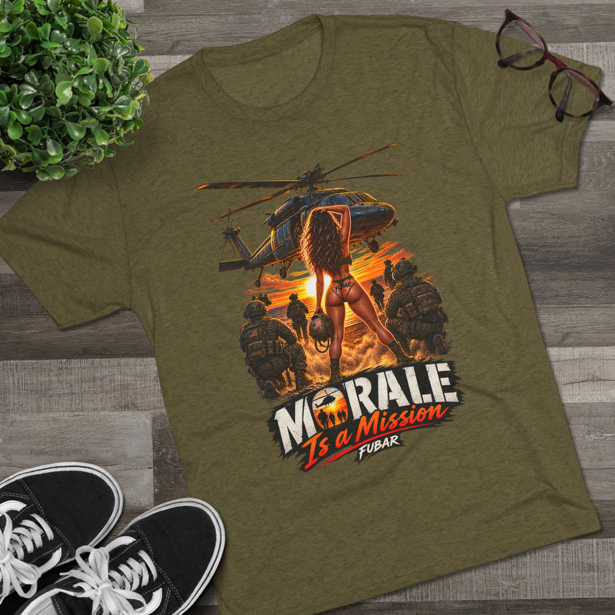 "Morale Is a Mission" FUBAR Skull Graphic Shirt