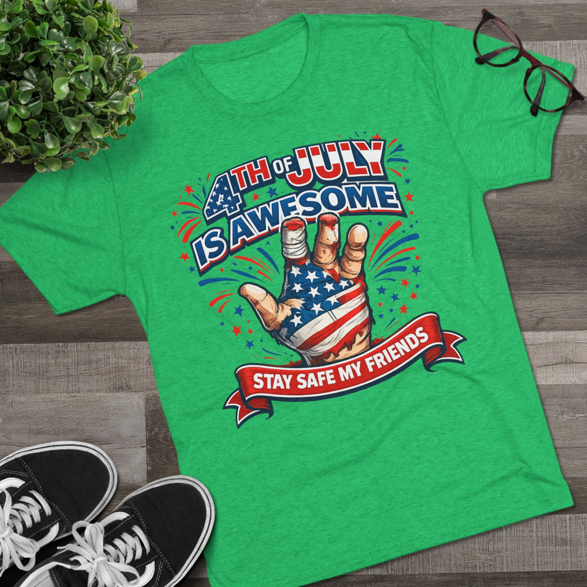 "4th of July Is Awesome" Patriotic Fireworks Shirt (Back: FUBAR)