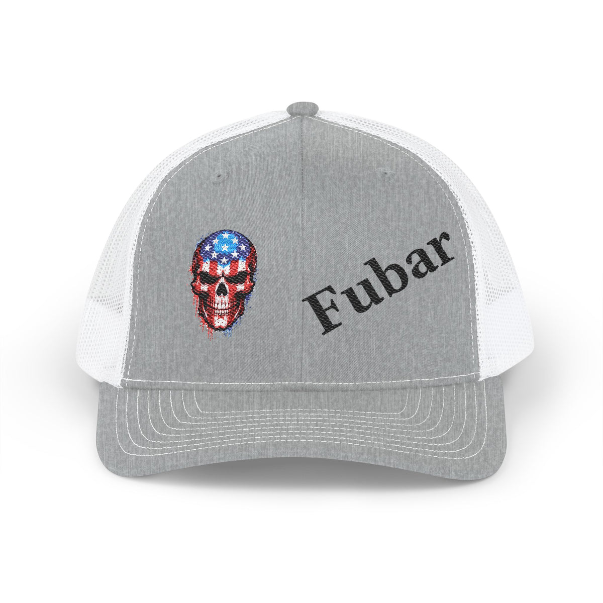 Richardson Patriotic Skull Snapback Trucker Cap (Embroidered)