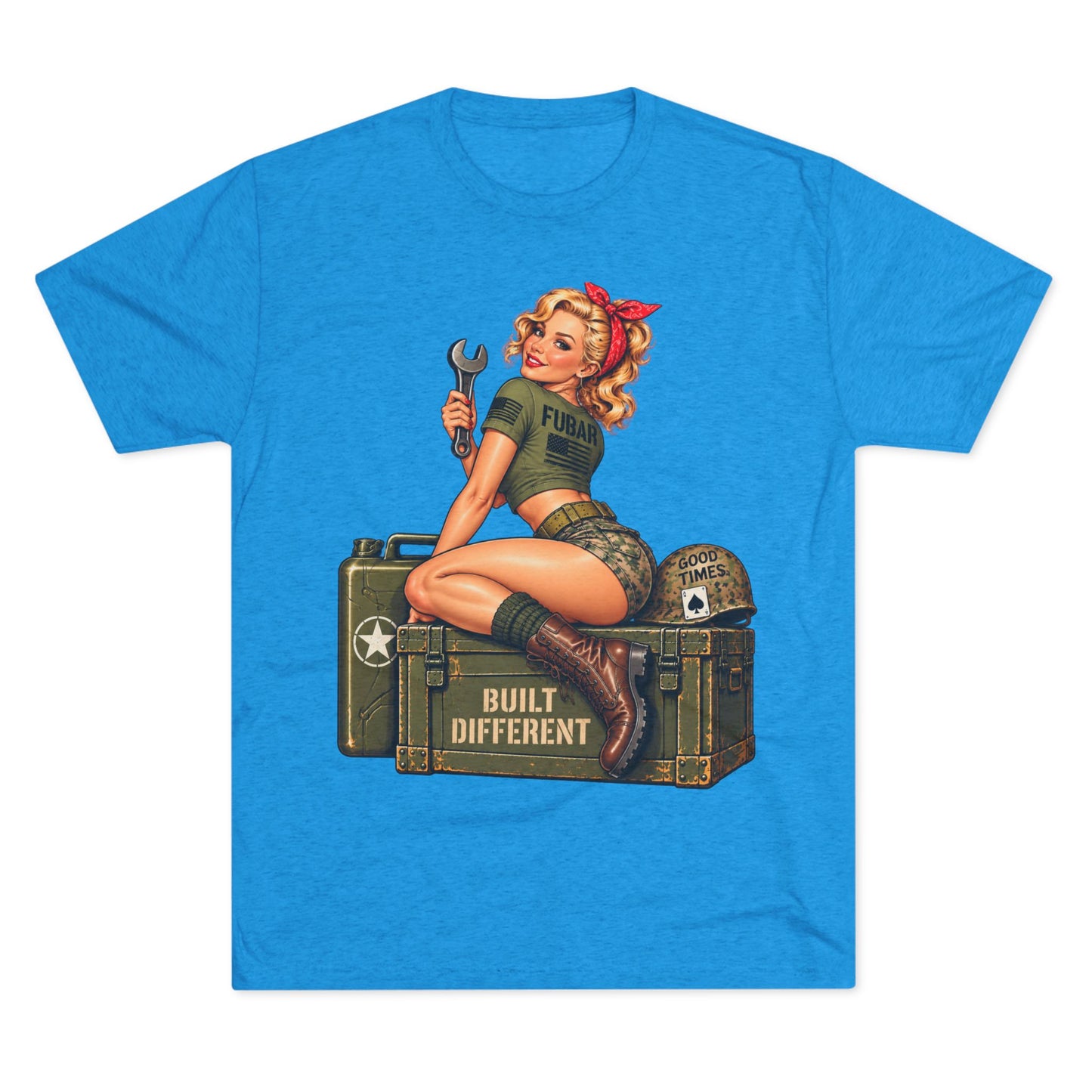 “Built Different” Pin up-Military Shirt