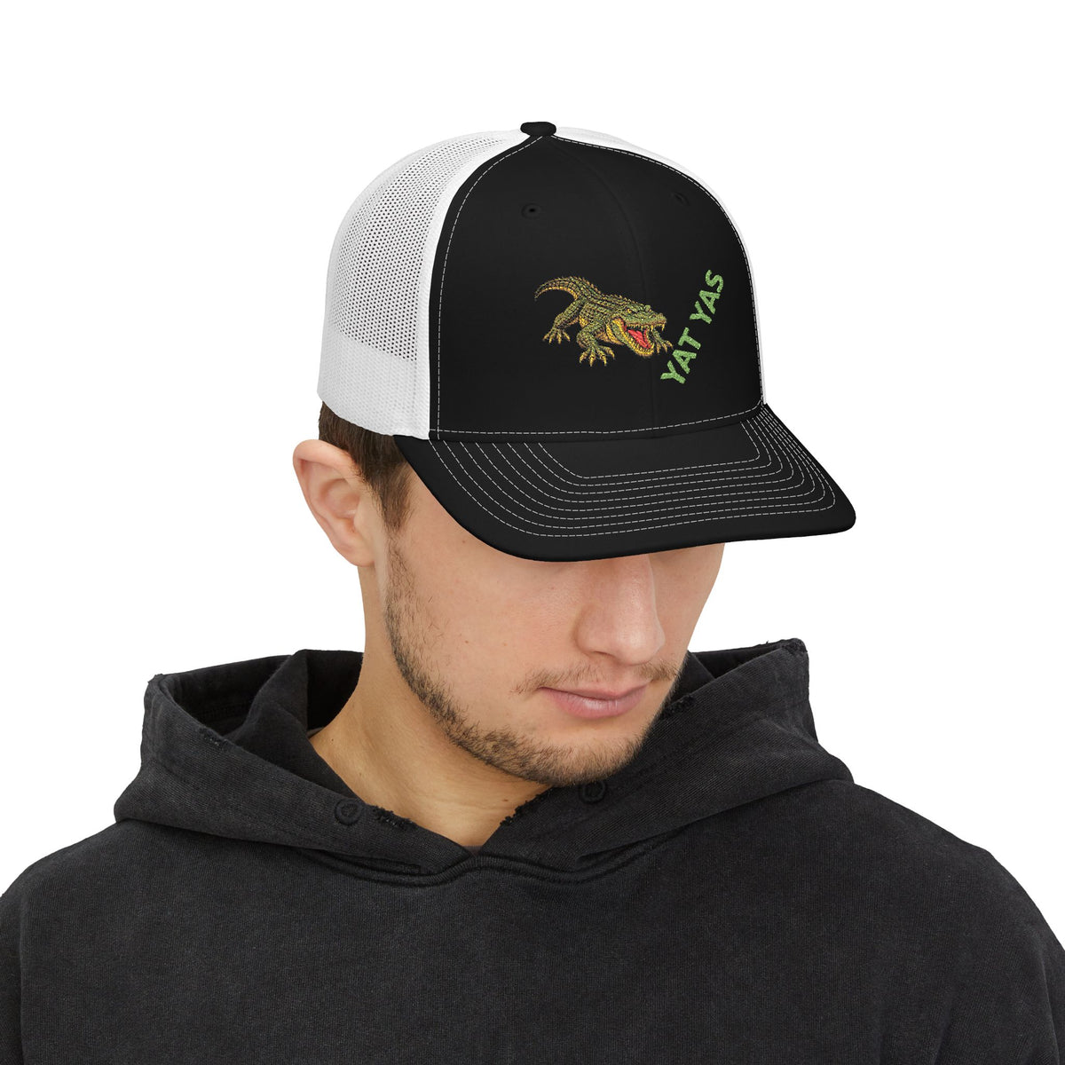 Richardson Trucker Cap — Embroidered Gator 'YAT YAS' Snapback