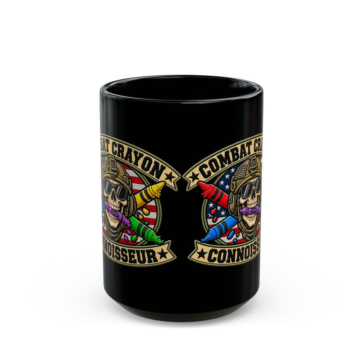 Combat Crayon Connoisseur Black Ceramic Mug