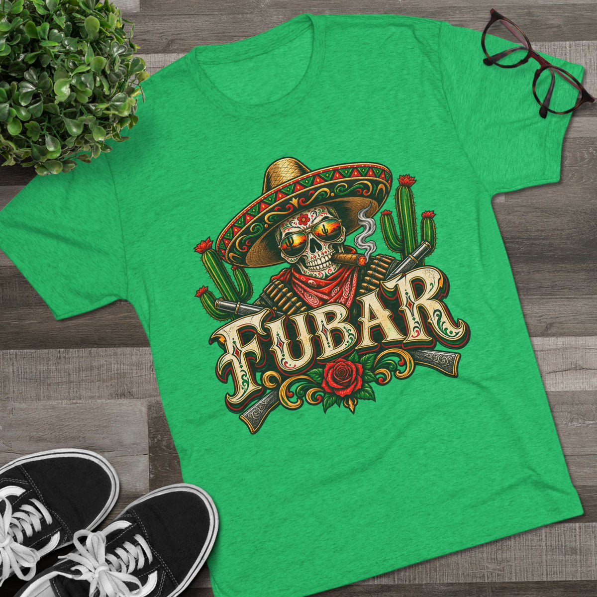 FUBAR Skull Tee — Day of the Dead Sombrero Graphic T-Shirt