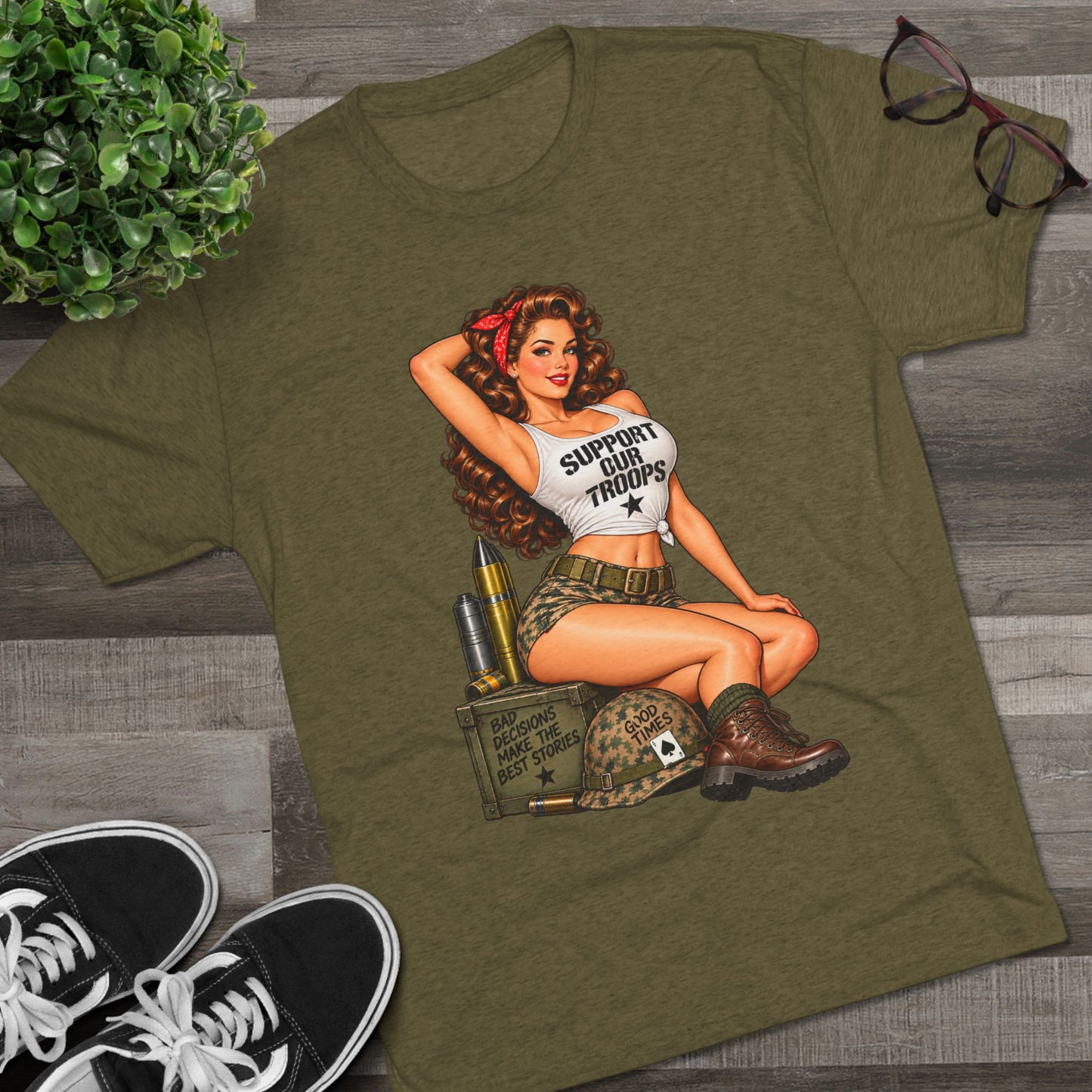 Support Our Troops Pinup T‑Shirt