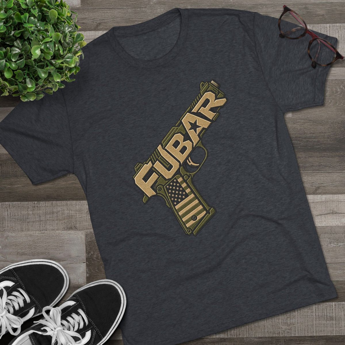 Fubar Military Flag Pistol Design Shirt