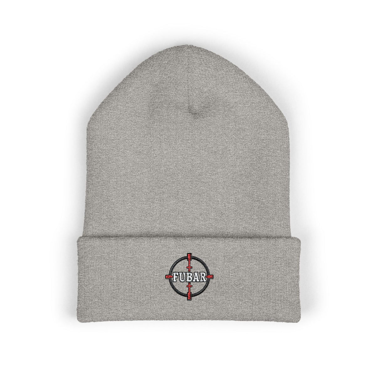 Embroidered Fubar Target Cuffed Beanie (Red and Black)
