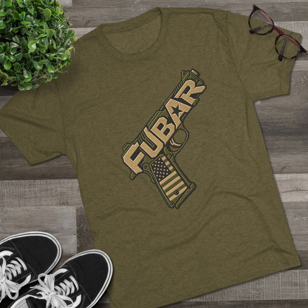 Fubar Military Flag Pistol Design Shirt