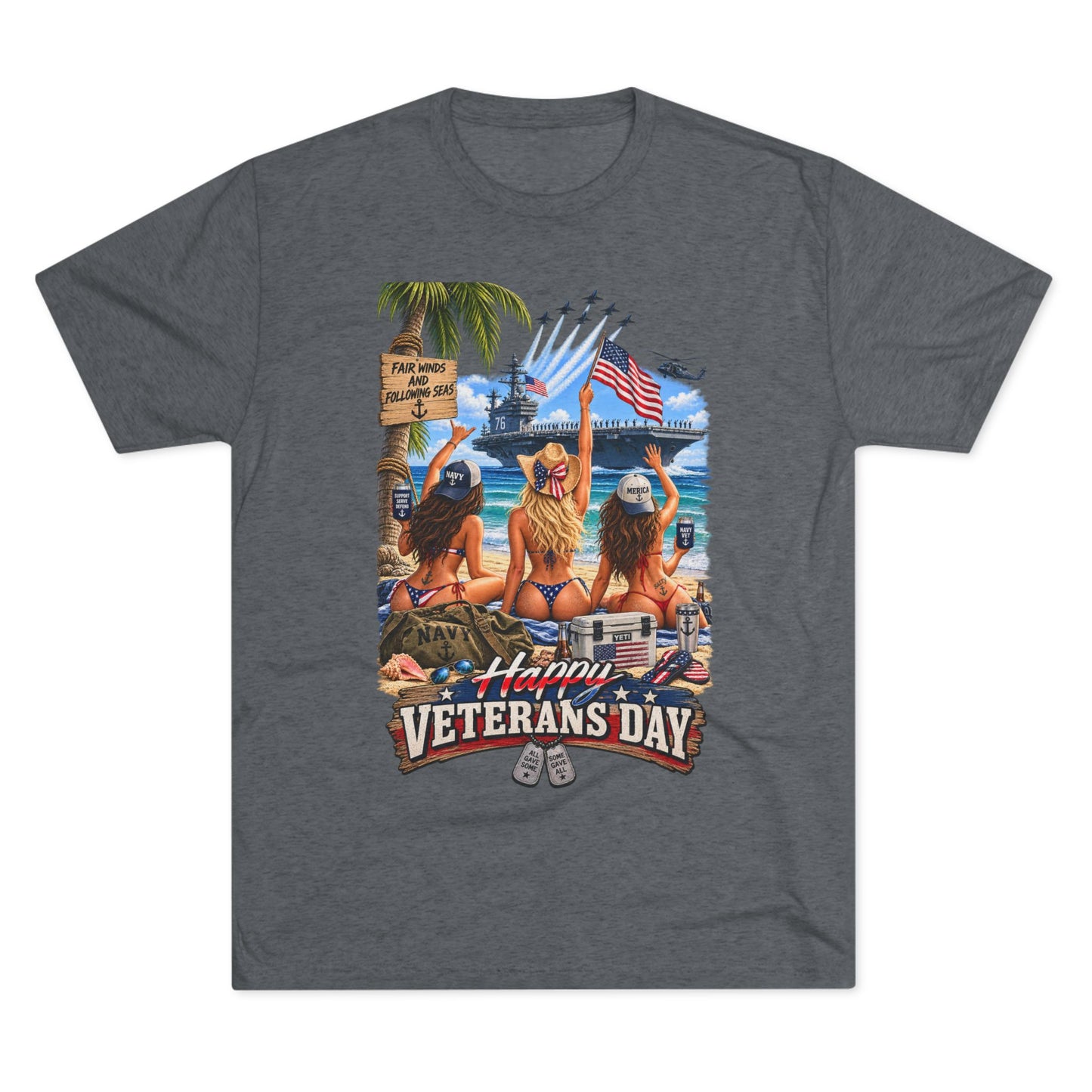 Veterans Day Beach Party T-Shirt (Ship)