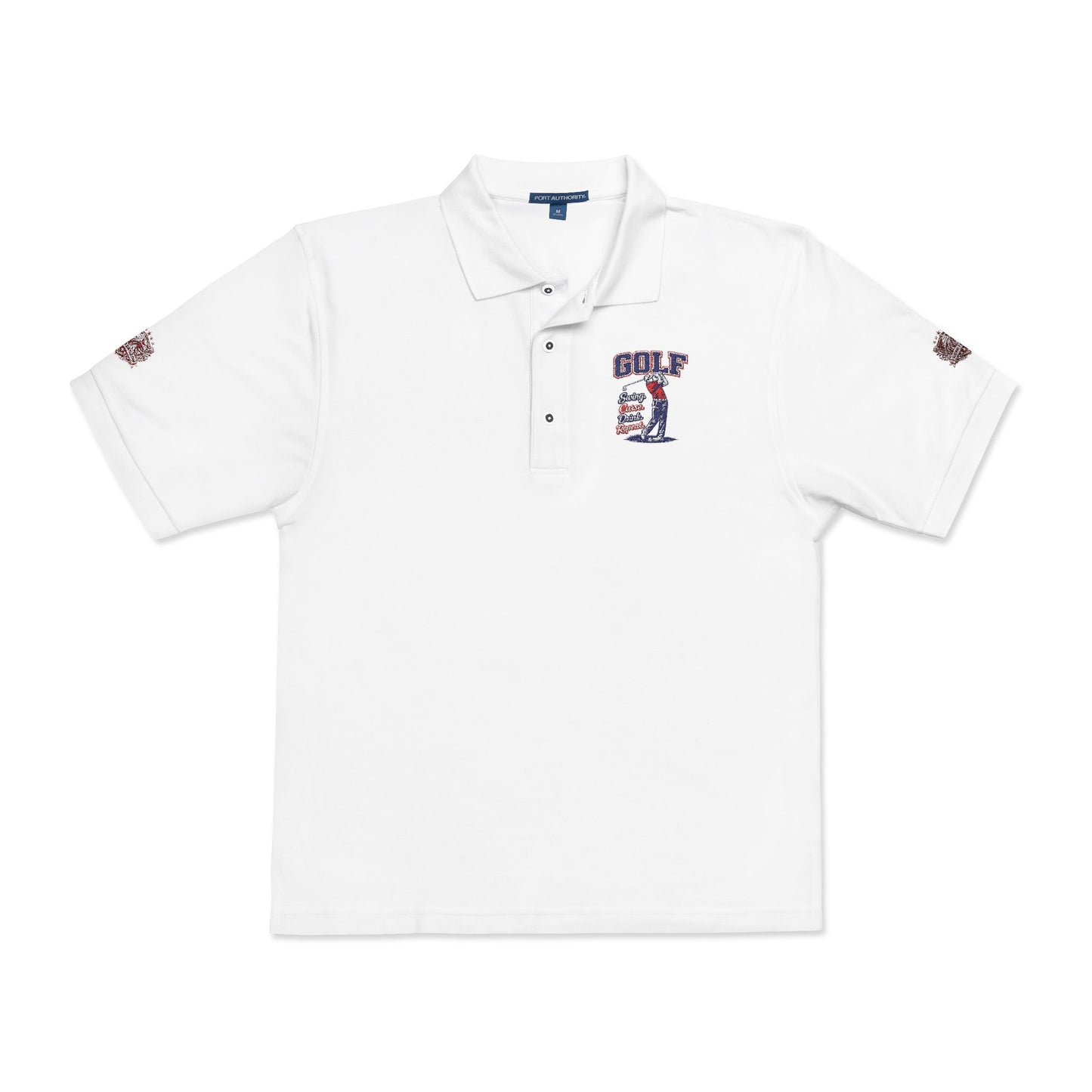 Embroidered American Flag Skull Polo