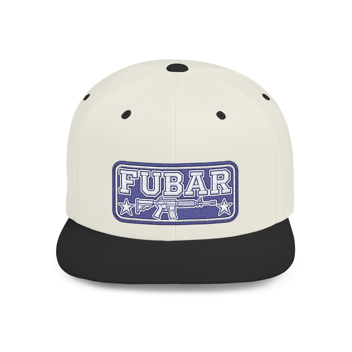 FUBAR Flat Bill Snapback Hat — Retro Embroidered Logo Cap
