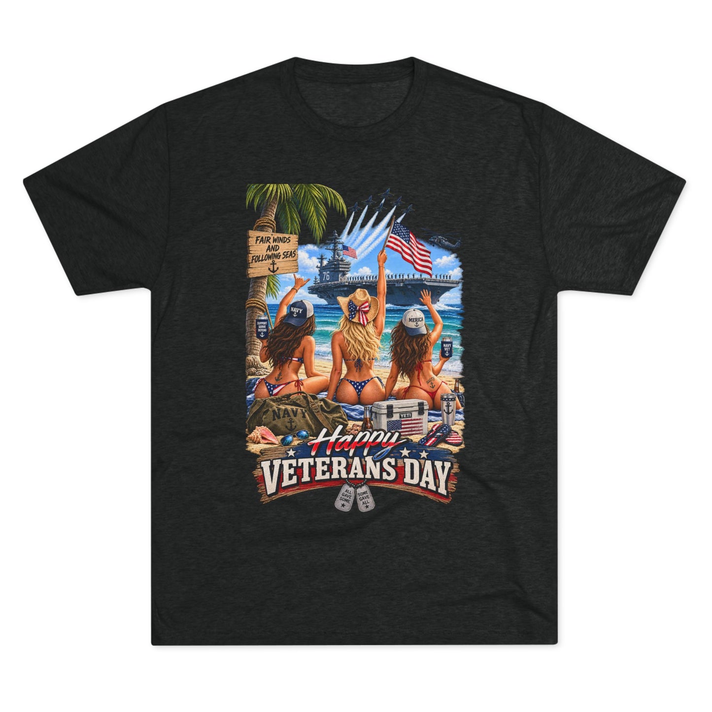 Veterans Day Beach Party T-Shirt (Ship)
