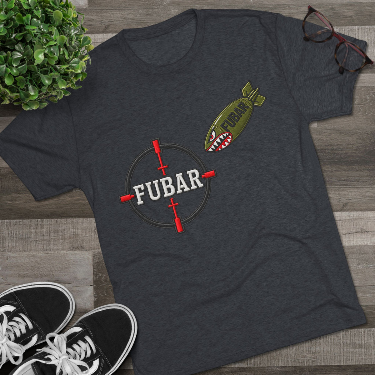 Military Inspired Bomb & Star Emblem T-Shirt
