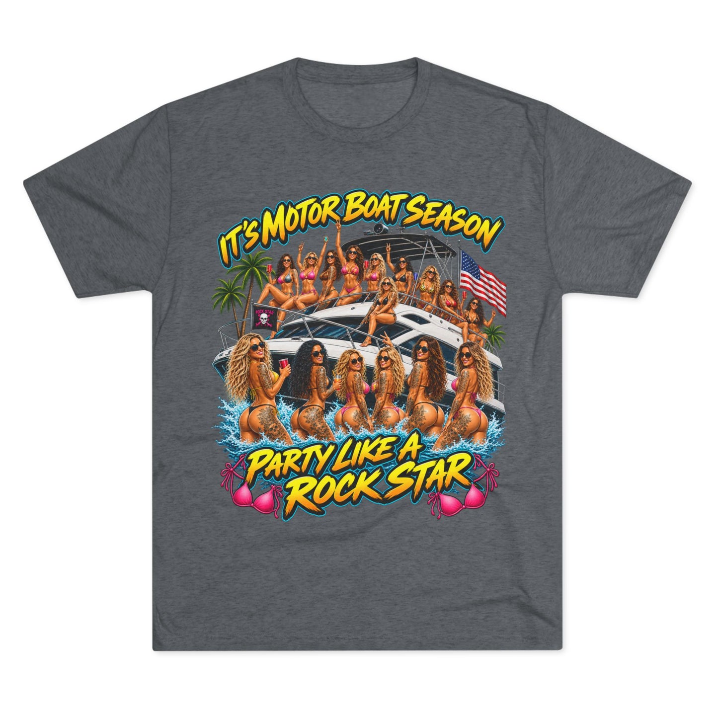 Motor Boat Season Party Tee — "Party Like a Rock Star" Graphic Shirt