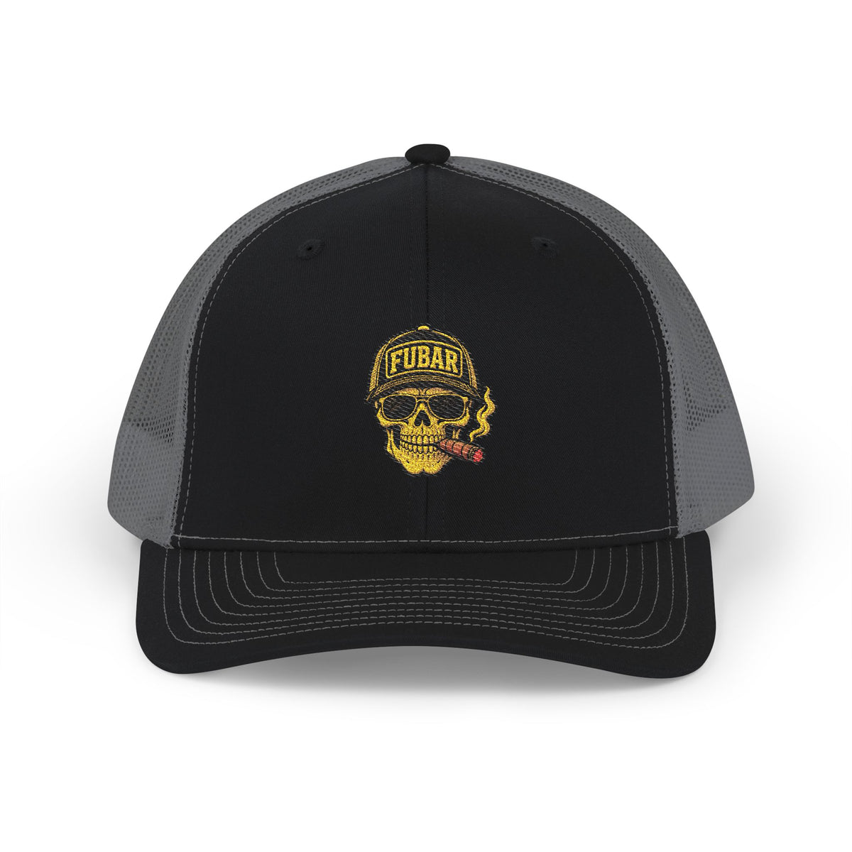 Richardson Skull & Cigar Trucker Cap — Snapback Hat (Embroidered)