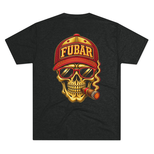 FUBAR Fashion Skull Tee — Retro Skull with Cap & Cigar Graphic