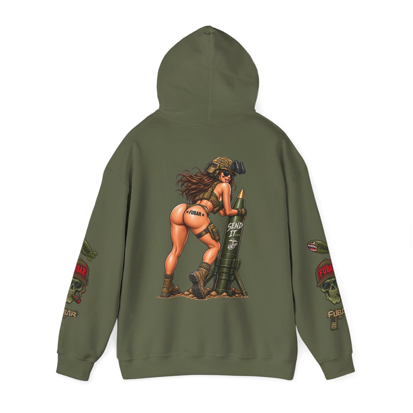 FUBAR Fashion Hoodie — Pin-Up Bomber Girl Graphic Pullover