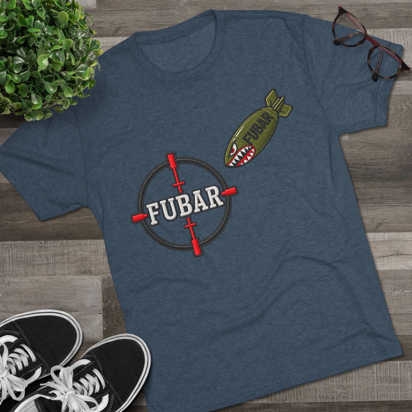 Military Inspired Bomb & Star Emblem T-Shirt