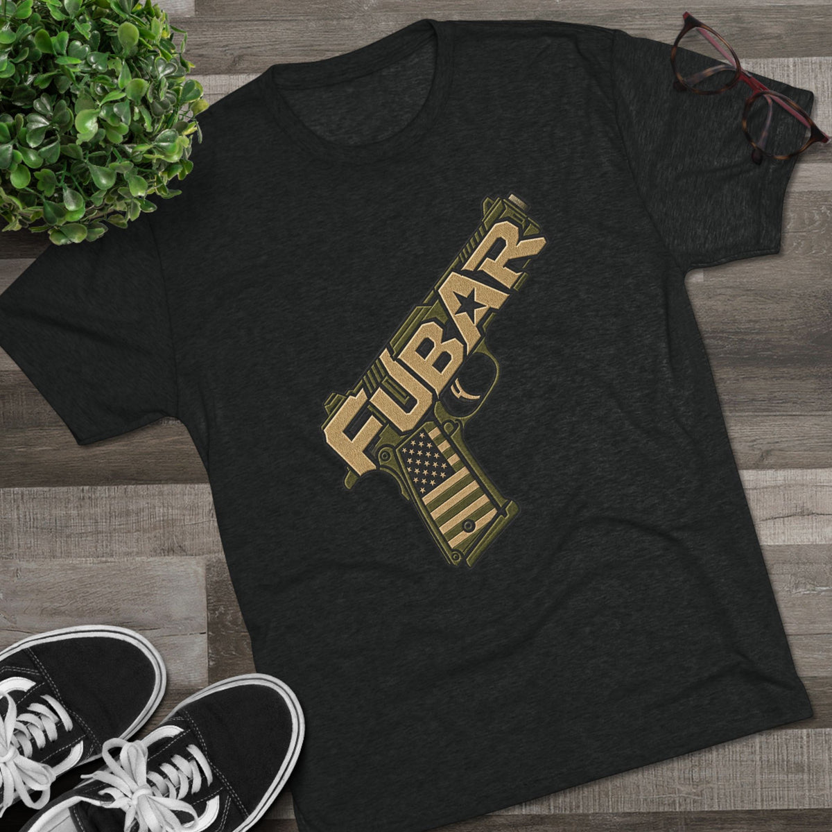 Fubar Military Flag Pistol Design Shirt