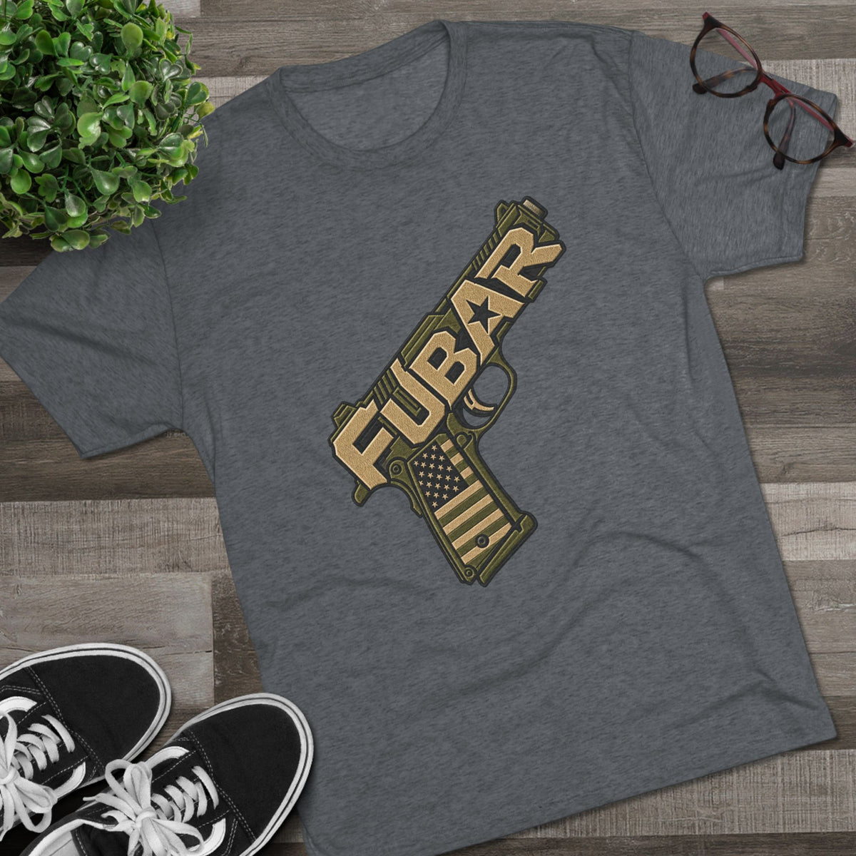 Fubar Military Flag Pistol Design Shirt