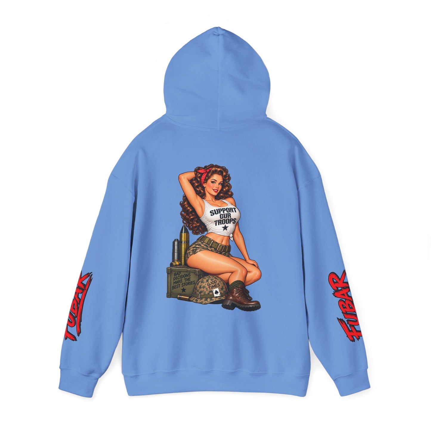 FUBAR Military Pinup Hoodie — Support Our Troops Graphic Sweatshirt