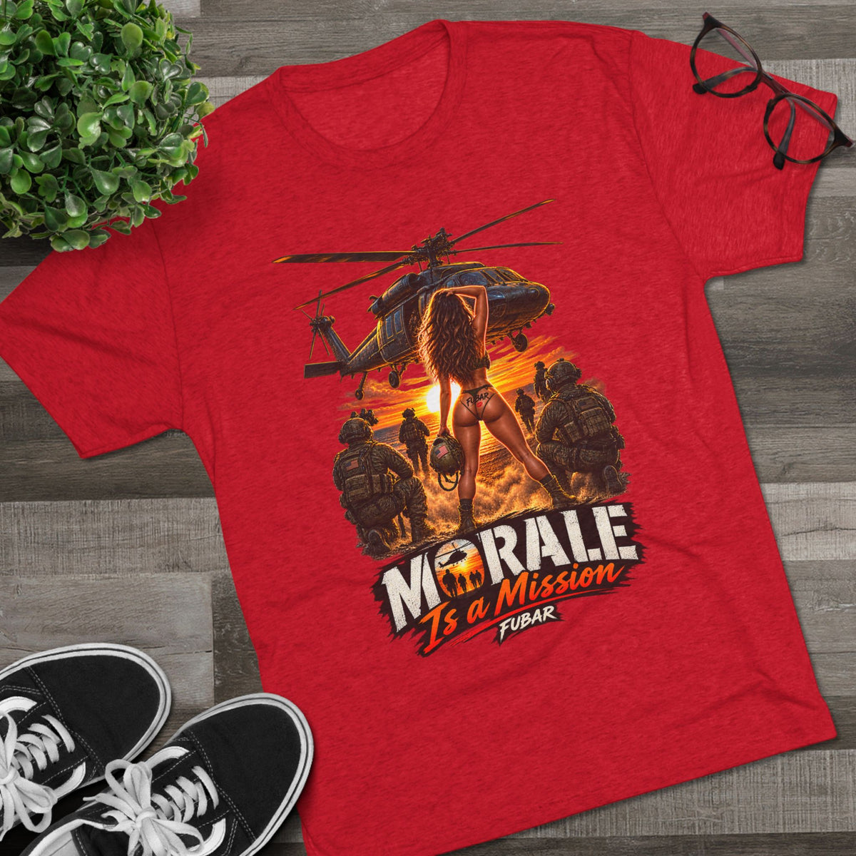 "Morale Is a Mission" FUBAR Skull Graphic Shirt