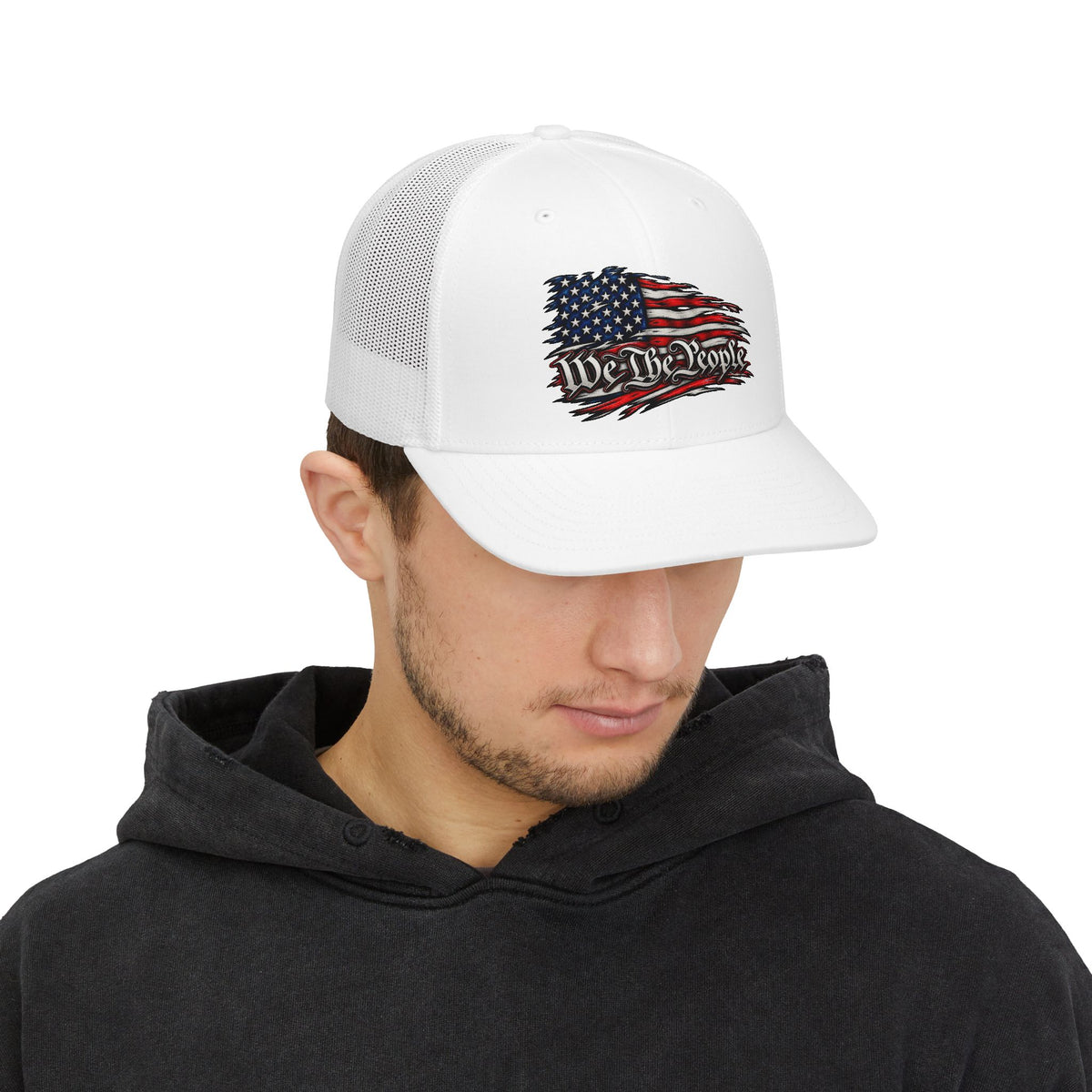 We The People American Flag Trucker Cap (Direct-To-Film, Curved-Visor))