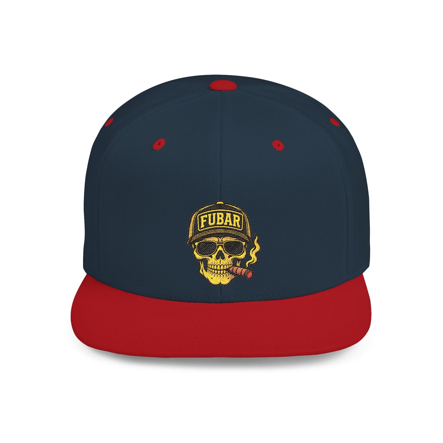 FUBAR Skull Snapback Hat - Flat Bill Embroidered Cap