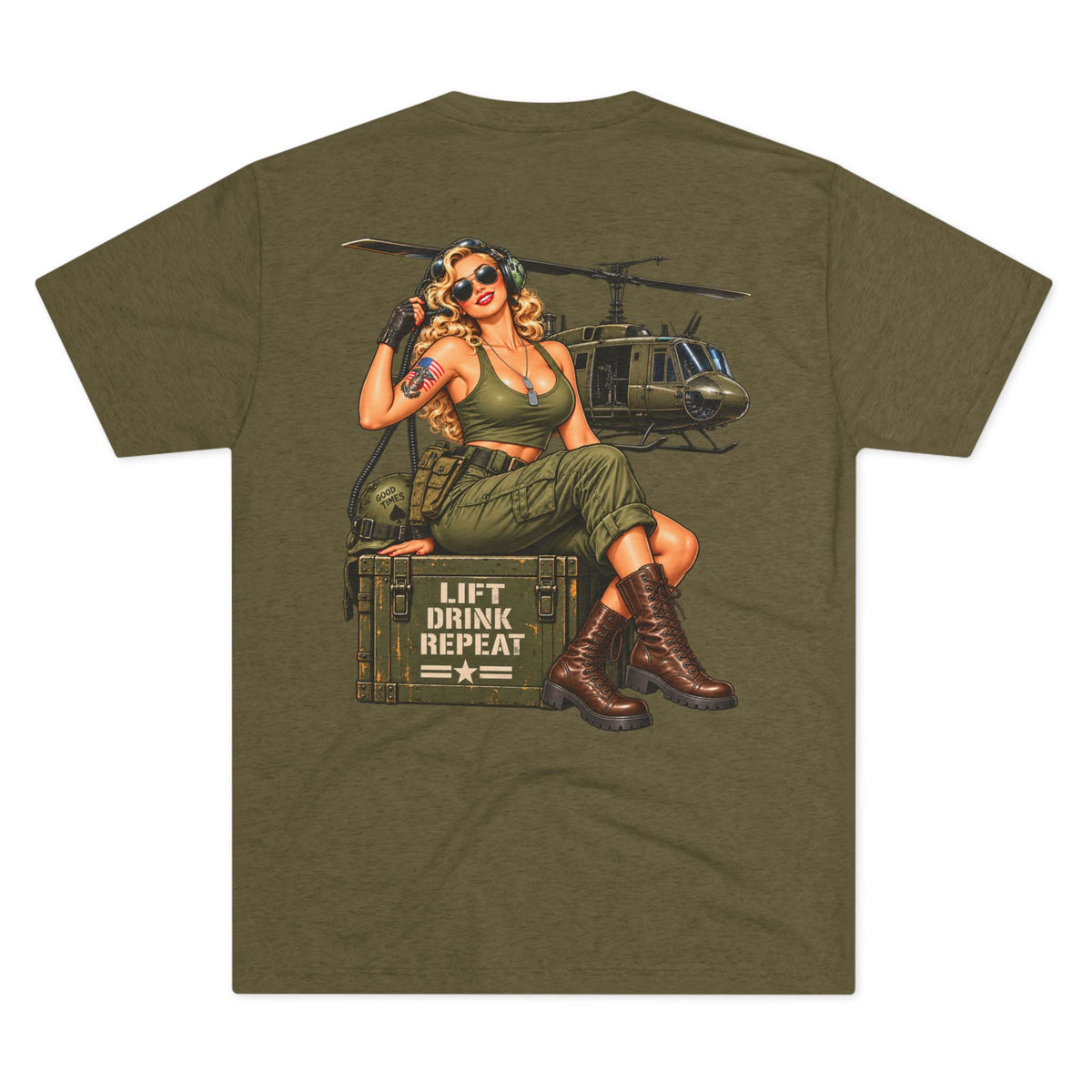 Vintage Bomber Tee-Lift Drink Repeat Pinup
