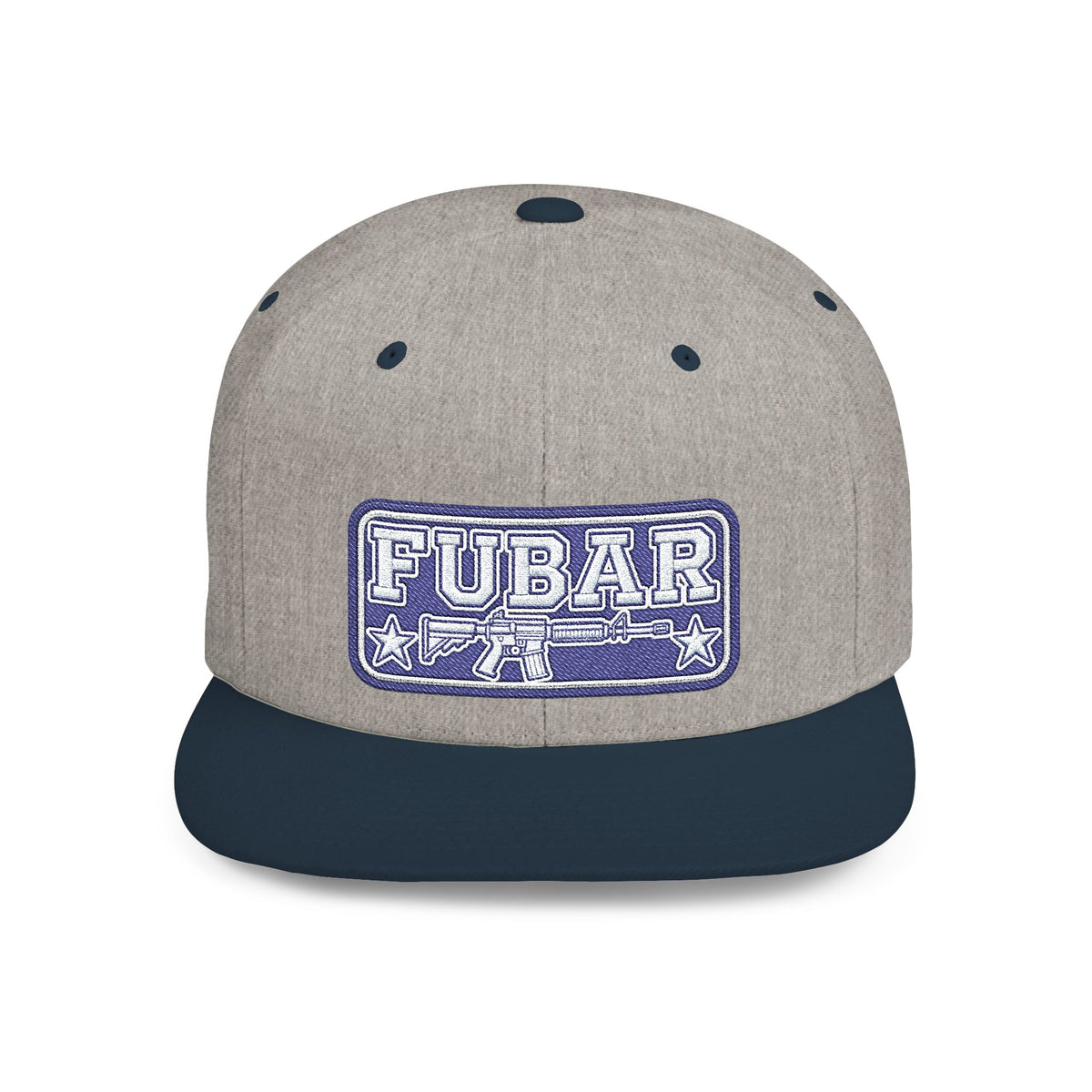 FUBAR Flat Bill Snapback Hat — Retro Embroidered Logo Cap