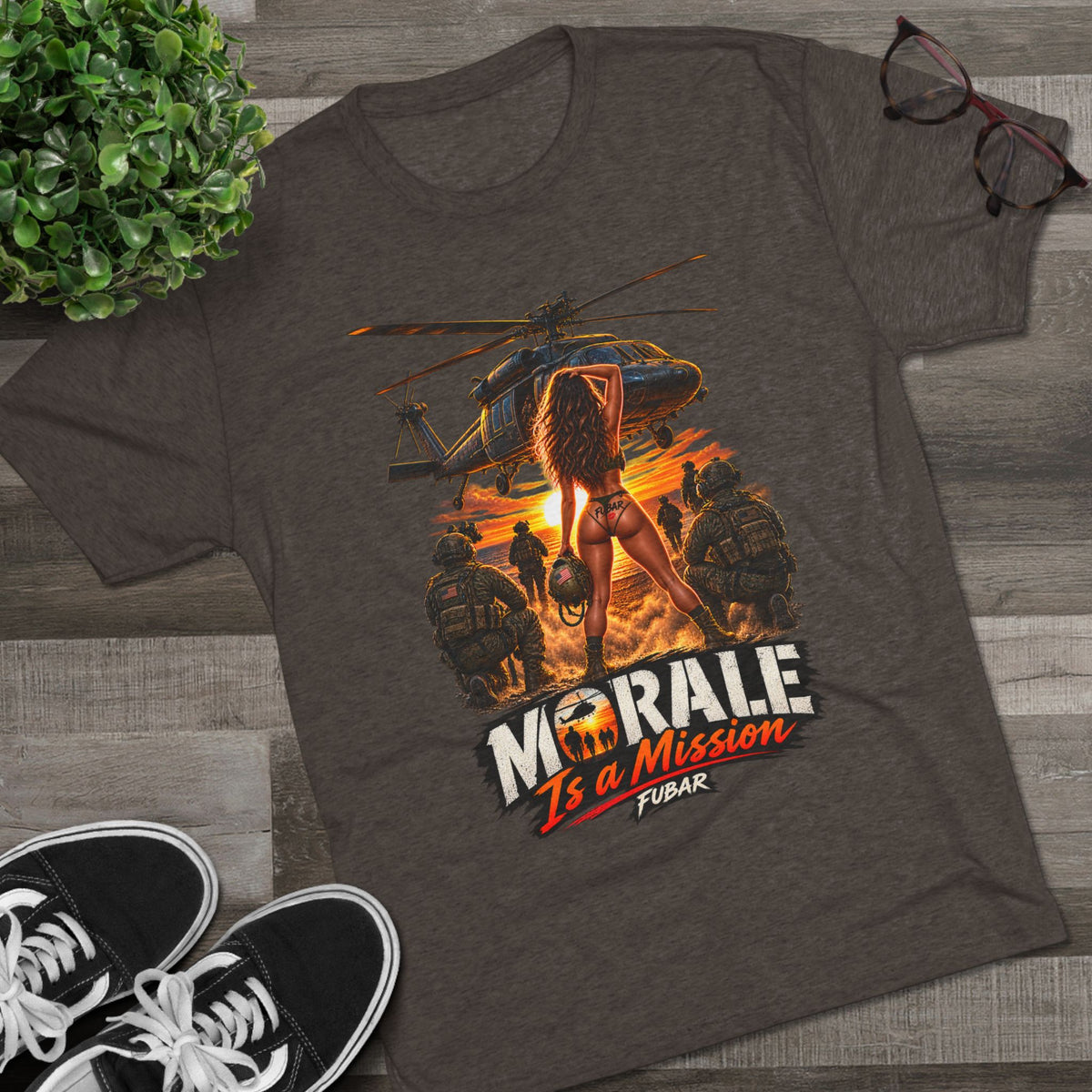 "Morale Is a Mission" FUBAR Skull Graphic Shirt