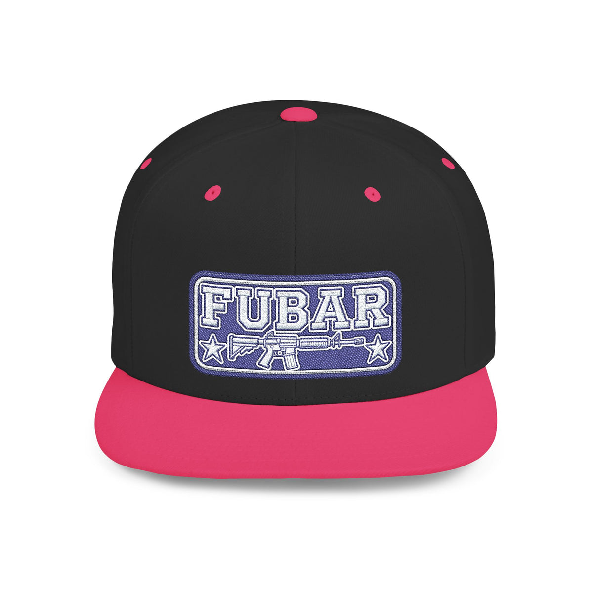 FUBAR Flat Bill Snapback Hat — Retro Embroidered Logo Cap