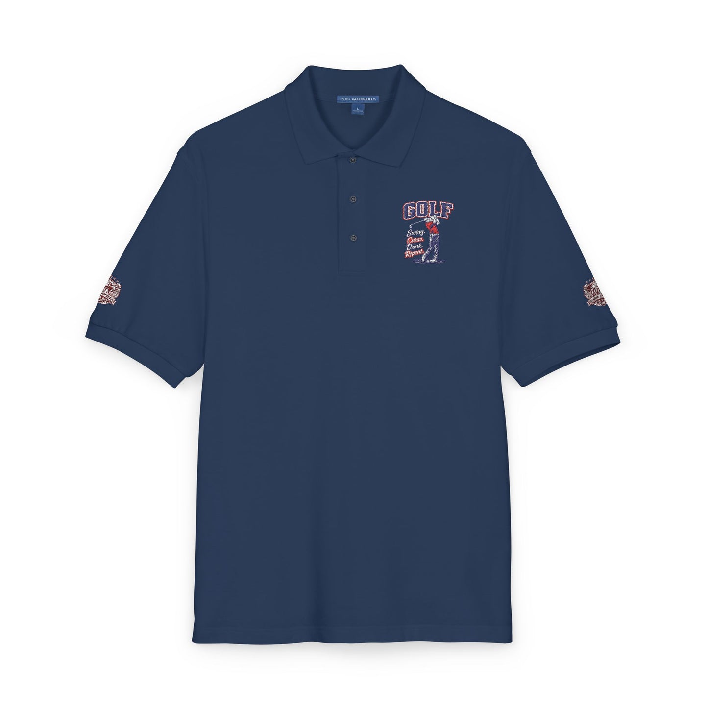Embroidered American Flag Skull Polo