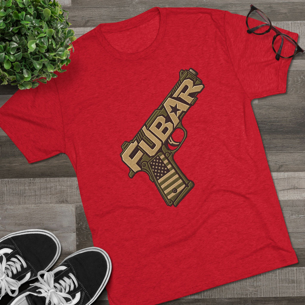 Fubar Military Flag Pistol Design Shirt