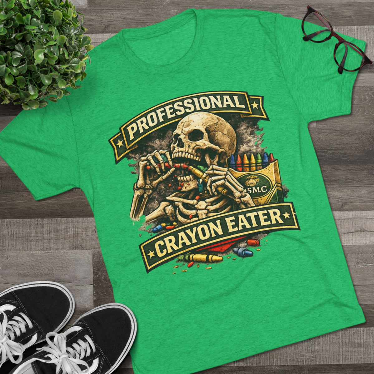 "Professional Crayon Eater" Skull Front & Pin-Up Soldier Back
