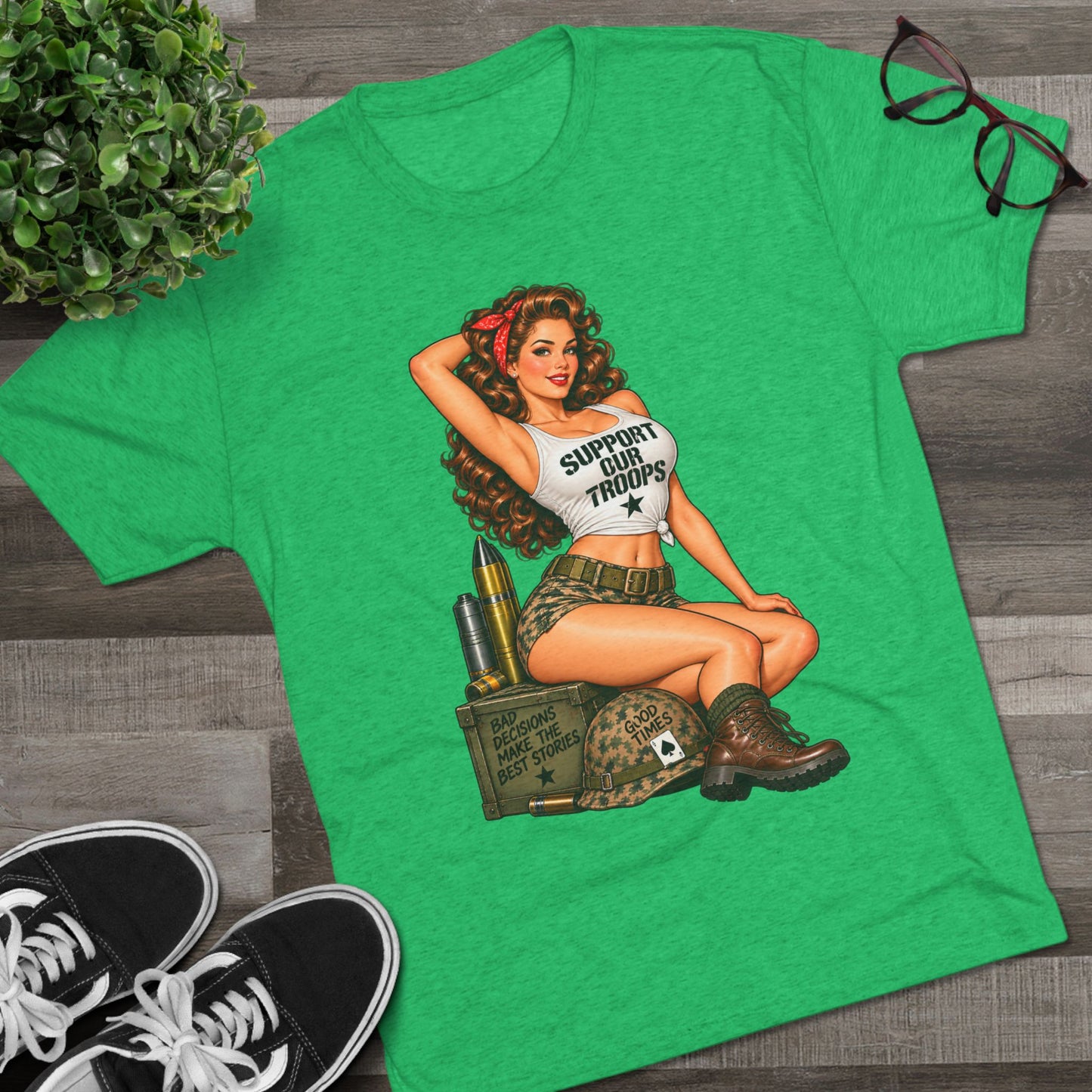 Support Our Troops Pinup T‑Shirt