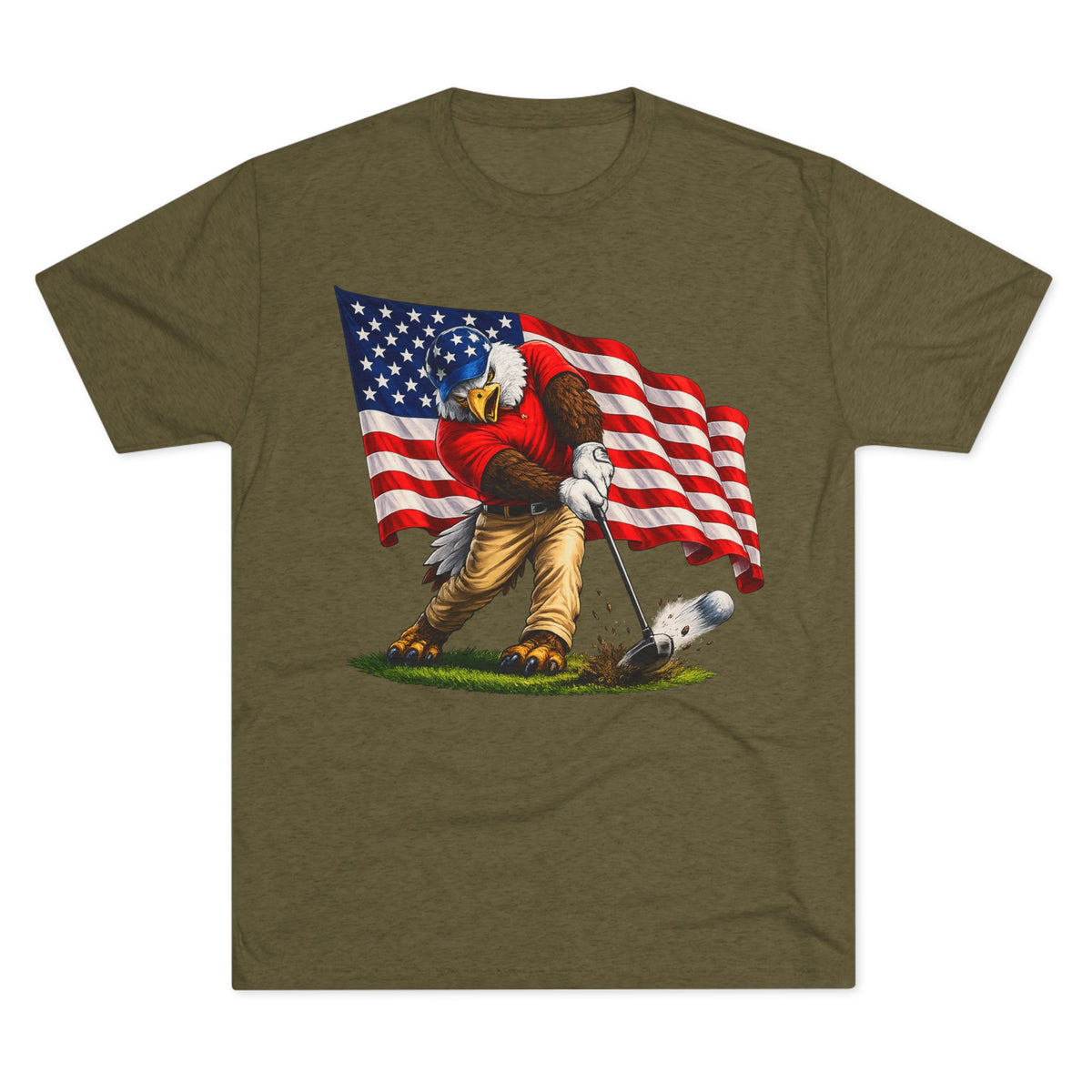 Eagle Swinging with American Flag