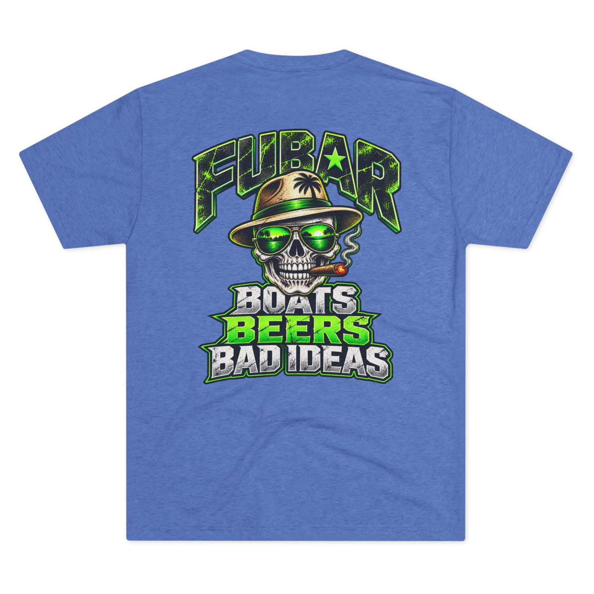 'Boats Beers Bad Ideas' Neon Skull Beach Shirt
