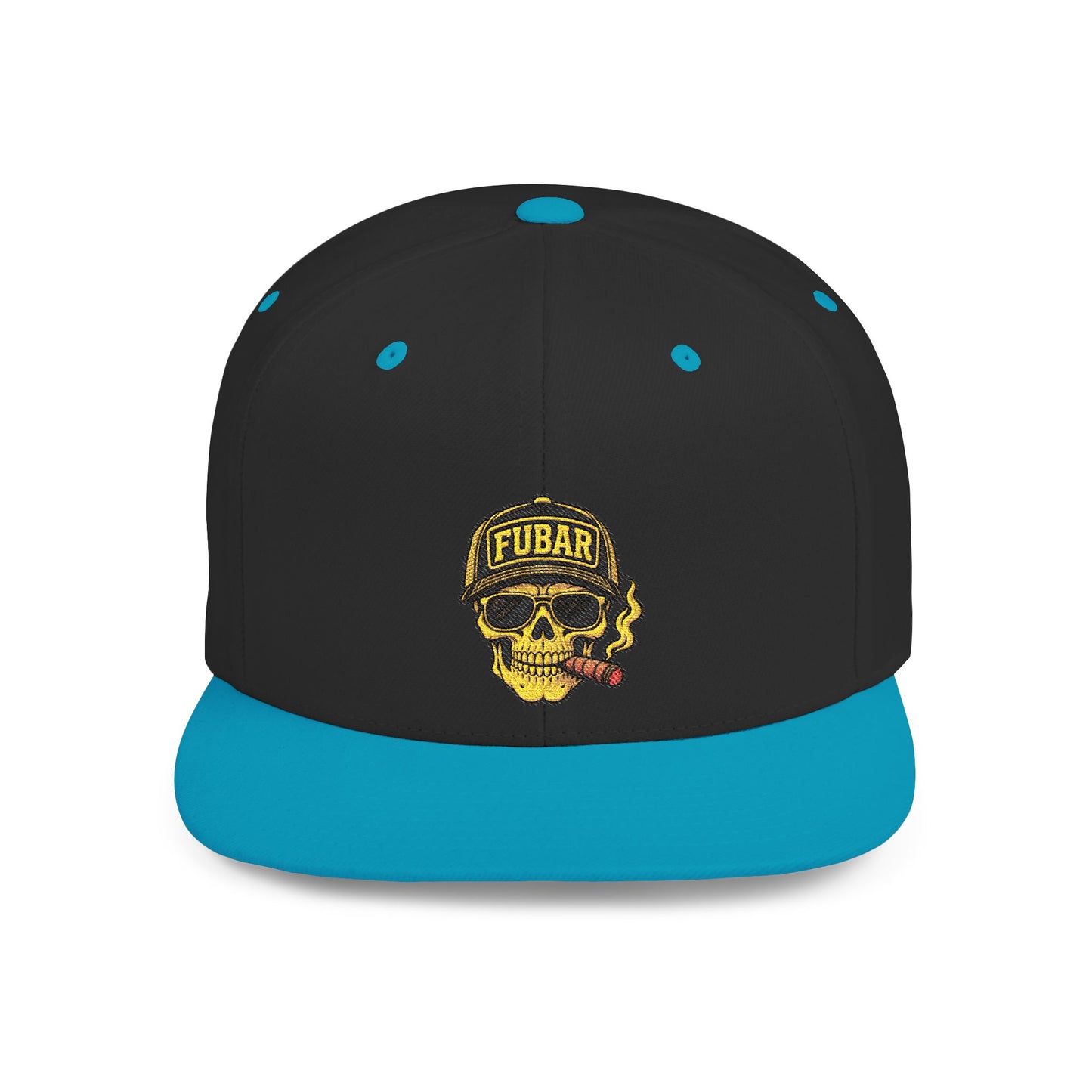 FUBAR Skull Snapback Hat - Flat Bill Embroidered Cap